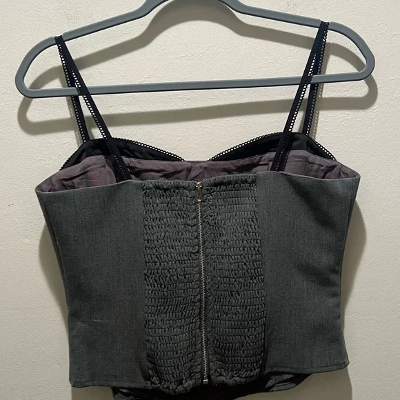 Grey & Black Lace Corset Top - Picture 2 of 3